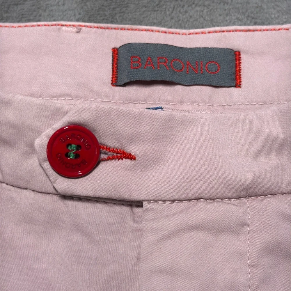 Baronio Chino Pants Mens 33 Pink Skinny Made Italy Cotton Trousers Luxury Preppy